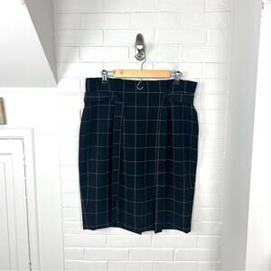 Liz Claiborne Career Black Windowpane Tie Waist Skirt Size 14